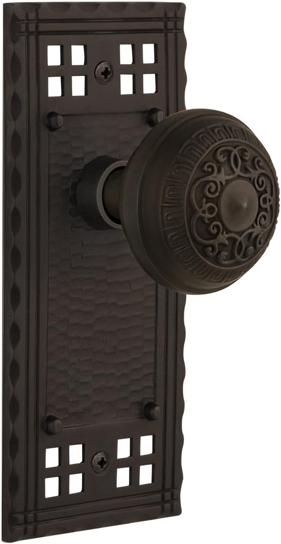 Nostalgic Warehouse Craftsman Plate with Egg & Dart Knob, Privacy - 2.375", Antique Brass