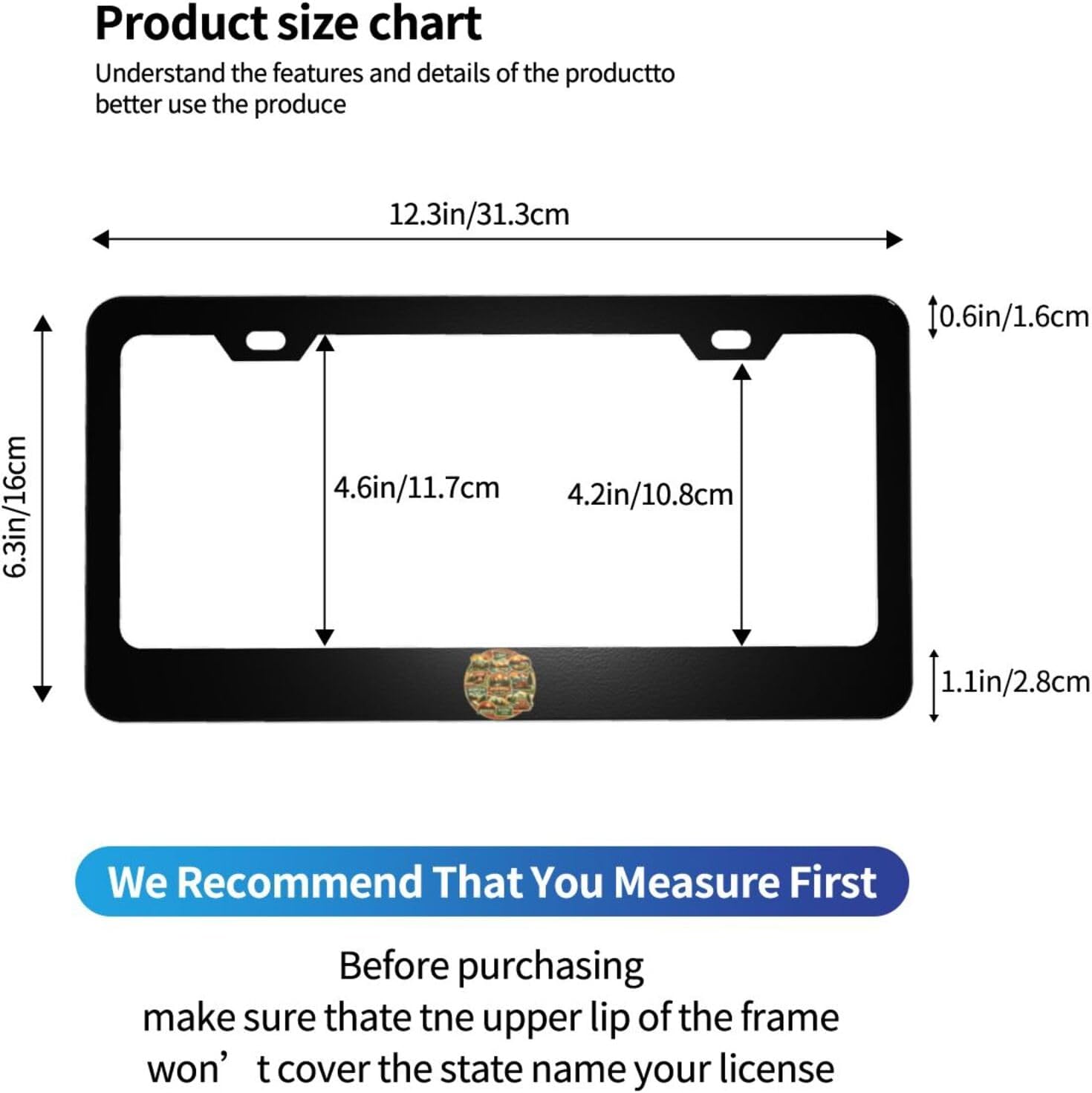 Retro National Park Badge Matte Aluminum License Plate Frame with Black Screw Caps，2pcs 2 Holes Black Licenses Plates Frames,Car Licenses Plate Covers Holders for Us Vehicles/Women/Men