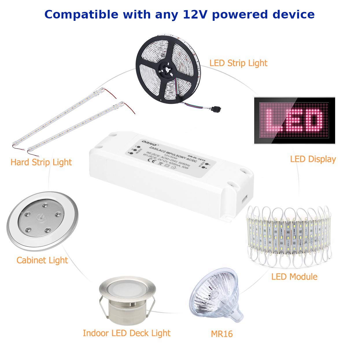 ORNO ZL-1616 Zasilacz do LED 12VDC 50W, IP20