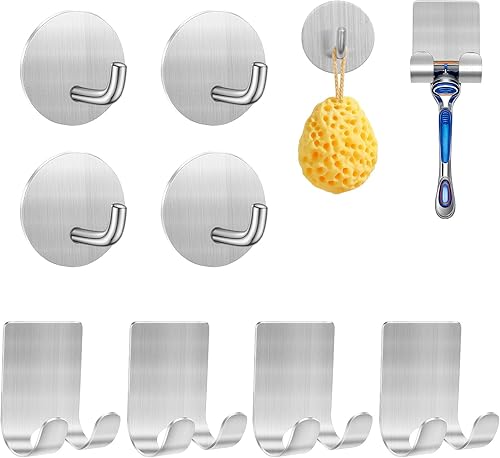 ANRUI Soporte para maquinilla de afeitar, acero inoxidable 304 de alta calidad, resistente al agua, ganchos de pared adhesivos para colgar lufa,