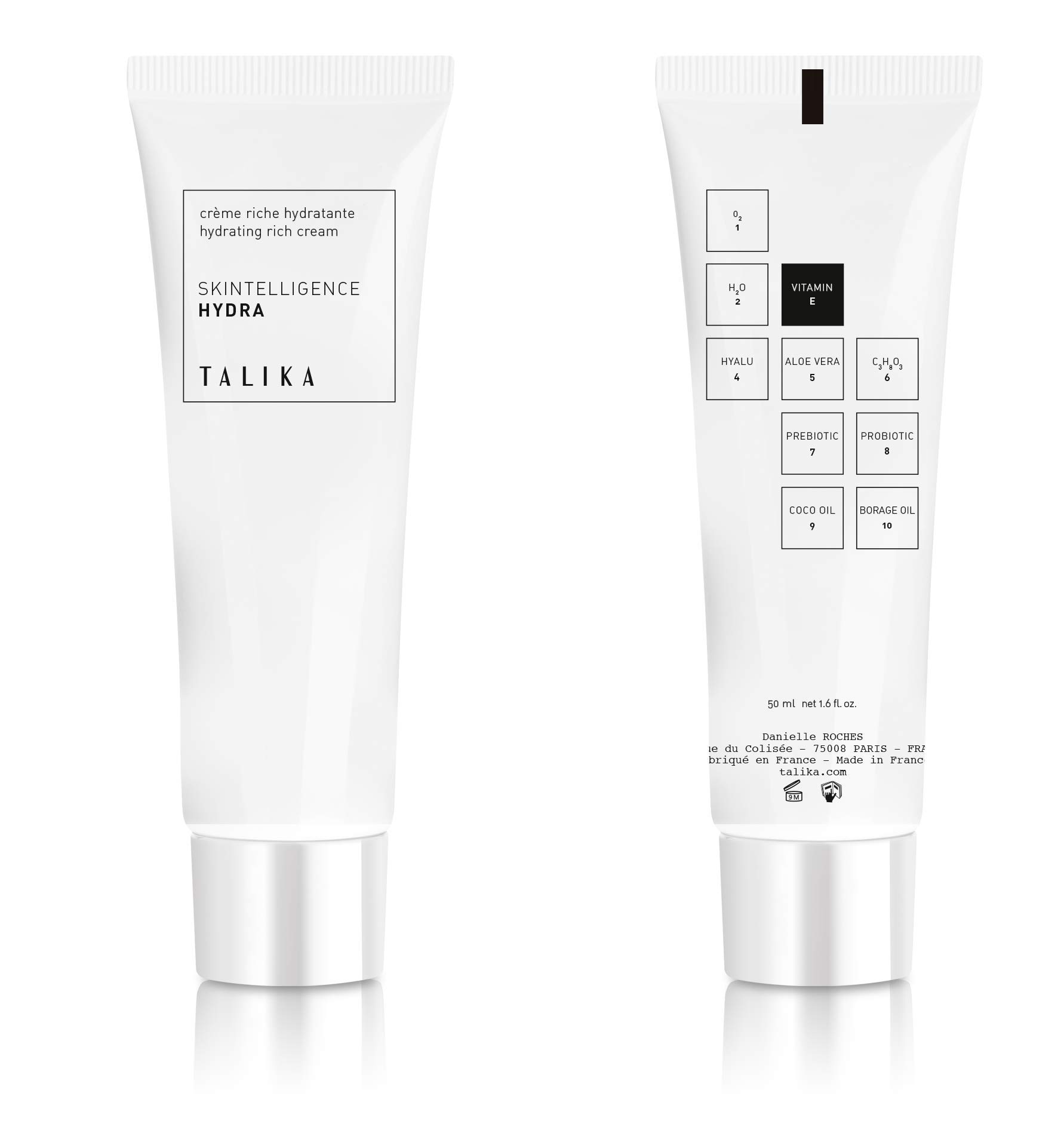 Talika - Rich Moisturising Face Cream - Skintelligence Hydra Hydrating Rich Cream - Intense Hydration, Immediate Comfort, Long Lasting - Ideal for Dry and Very Dry Skin - 50 ml tube