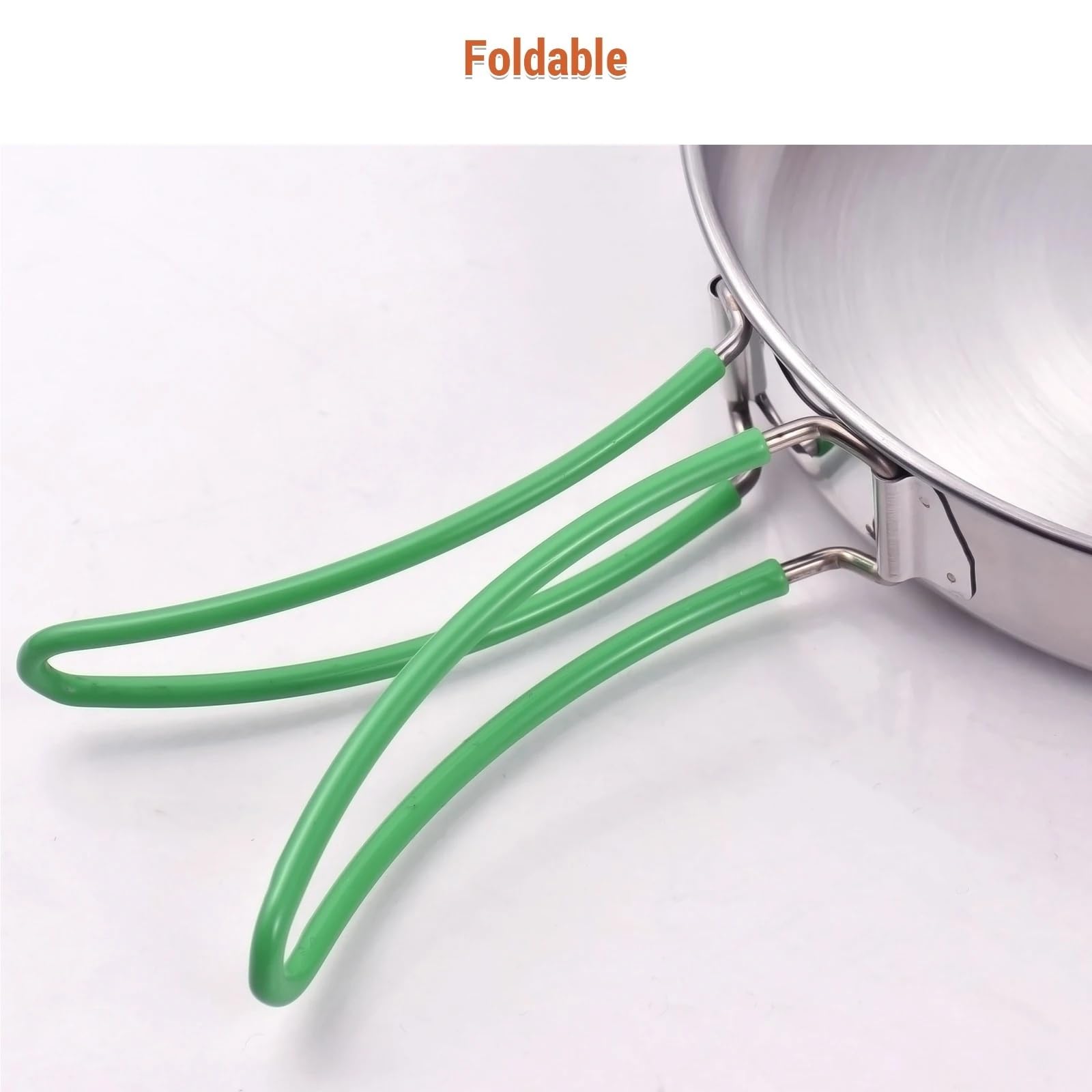 Set di pentole da campeggio pieghevoli in acciaio inossidabile - Pentola e padella, leggere, compatibili con tutti i tipi di fornelli, for 1-2 persone(Pan pot)
