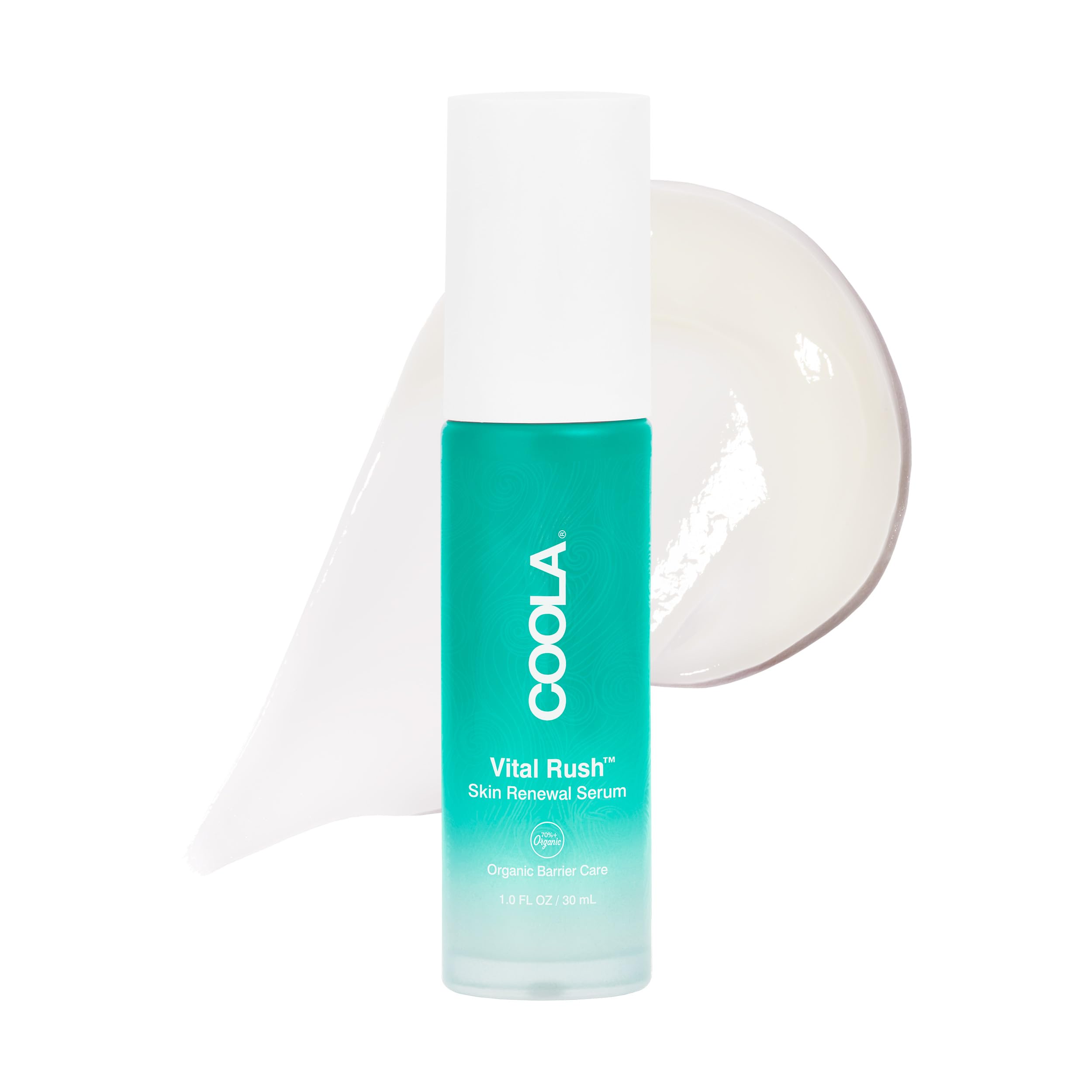 COOLA Organic Vital Rush Skin Renewal Serum, Dermatologist Tested Skin Barrier Protection with Vitamin C and Hyaluronic Acid, Vegan and Gluten Free, 1 Fl Oz
