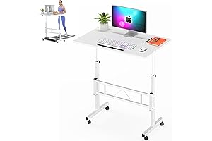 Klvied Portable Standing Desk with Wheels for Walking Pad (White)