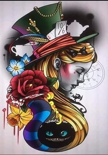 YIMORE Kits de pintura de diamantes 5D para bricolaje Alicia I en el país de las maravillas de 14 x 20 pulgadas para adultos y niños, bordado de