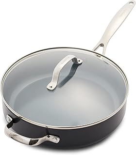 GreenPan Valencia Pro Hard Anodized Induction Safe Healthy Ceramic Nonstick, Saute Pan, 4.5QT, Gray