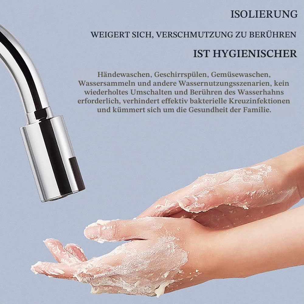 MOSINITTY Wasserhahn Mit USB-Ladegerät - Wassersparender Berührungsloser Automatischer Infrarot-Sensor-Adapter für Küche, Badezimmer, Restaurant, Schulen