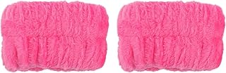 Korall sammet ansikte hög elastisk makeup pannband tvätt armband ren handled handduk band hudvård skönhetsverktyg för ansiktsrengöring (rosa 1 par)