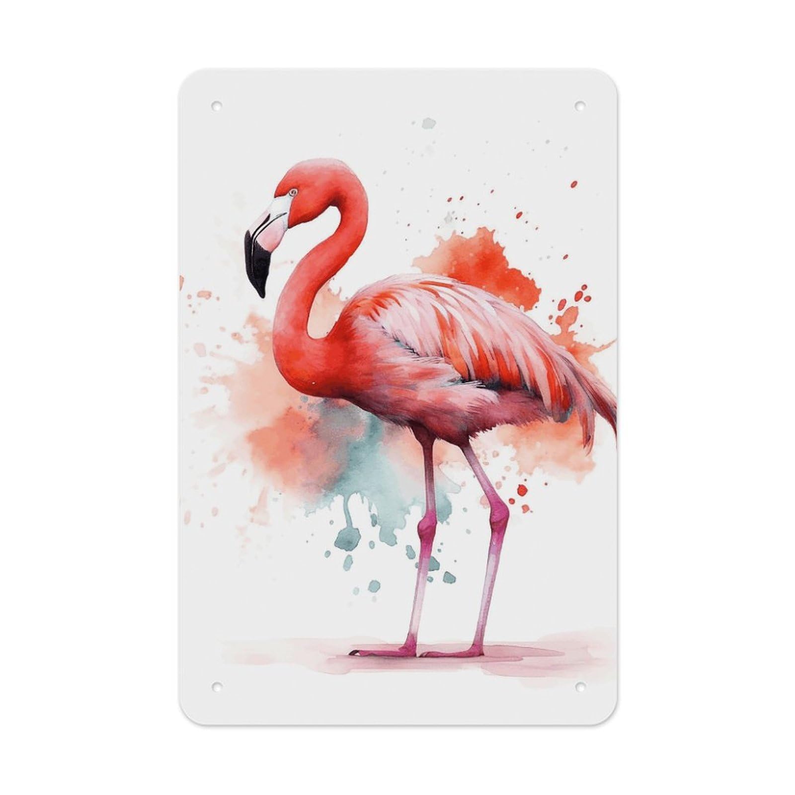 QMNLKH Watercolor Flamingo Plaques for Wall Decor, Personalized Metal Tin Sign for Home, Multifunctional Poster for Office, Fashion Painting for Hallway, Wall Art Pictures, 7.9x11.8Inch