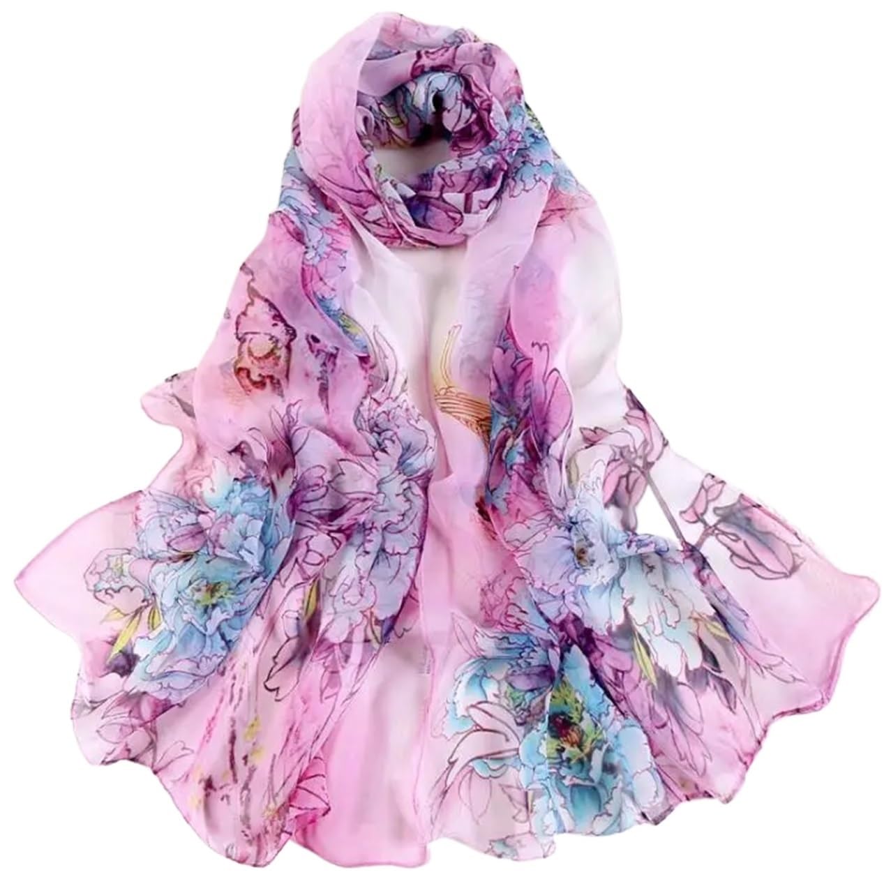 Bufanda de primavera de gasa para mujer, bufanda de playa y chal, bufanda de primavera cómoda para las estaciones