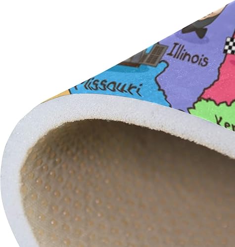 Miniatura 6 de One Bear Game Time Collection USA - Alfombra educativa de aprendizaje y juego con mapa de Estados Unidos para dormitorios de niños y sala de juegos,