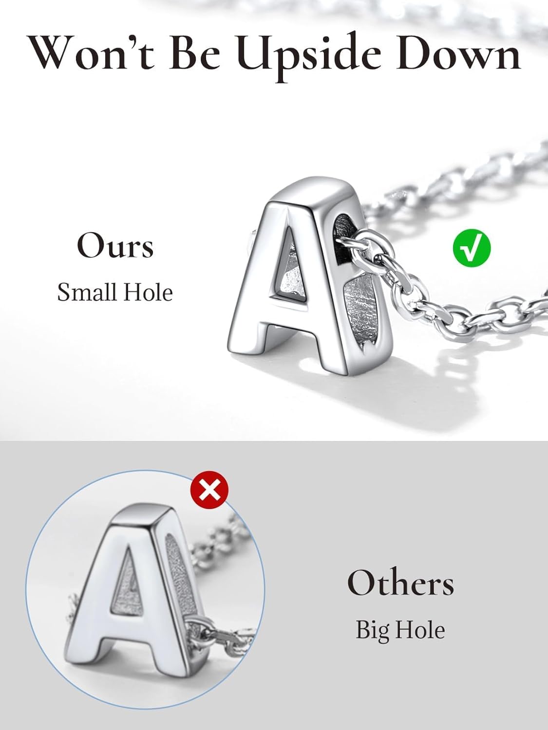 SILVERCUTE Valentines Day Gifts for Her - Small 925 Sterling Silver Initial Necklace for Women,Tiny Silver Initial Pendant Tiny Letter Necklace with Adjustable Chain,16"-18" - Image 5