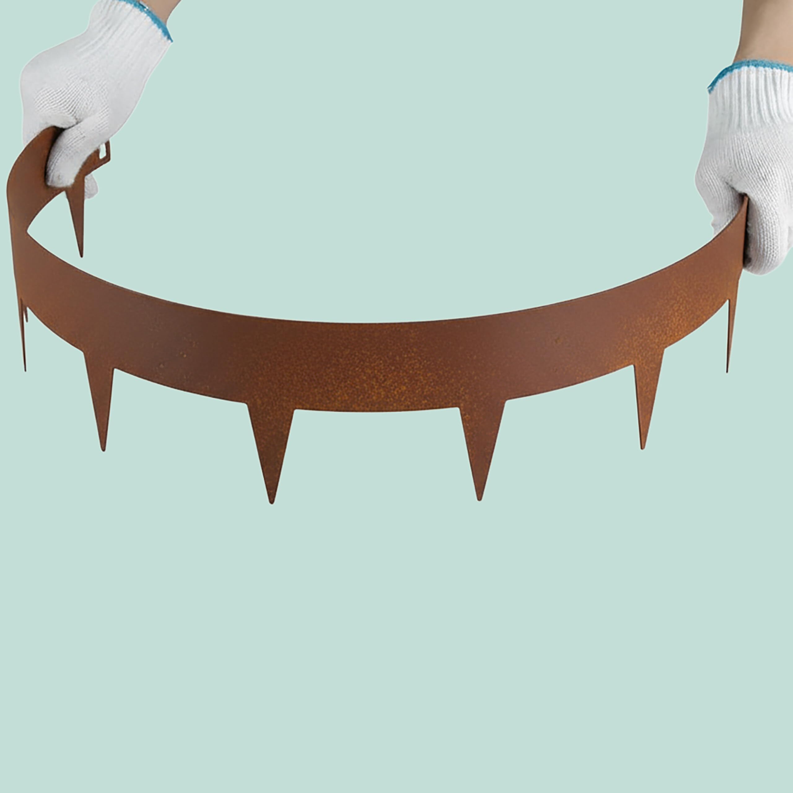Relaxdays Bordure de pelouse, Lot de 5, Acier, Aspect Rouille, Bordure Flexible pour massifs et pelouse, Marron