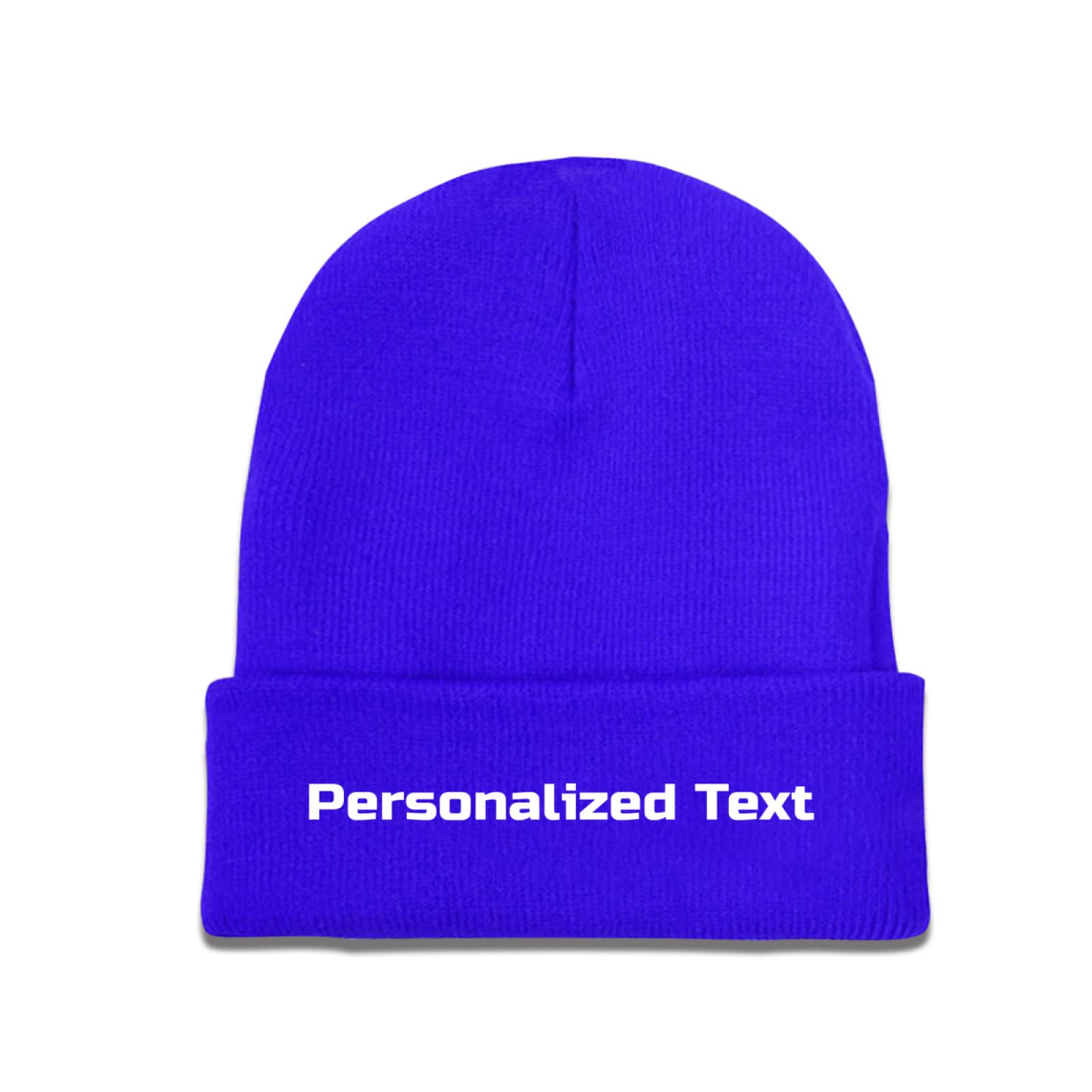 Miujonvy Customized Hat Slouch Blue Beanie Personalized Text Classic Winter Beanie Hat