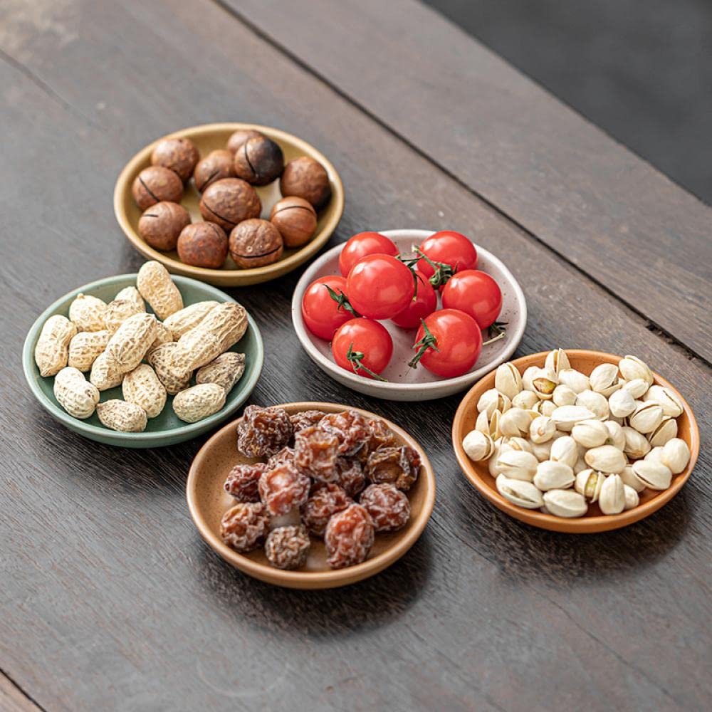 Sizikato 6pcs Stoneware Porcelain Snack Plates, 4-Inch Nut Plates Dried Fruit Plates Appetizer Plates
