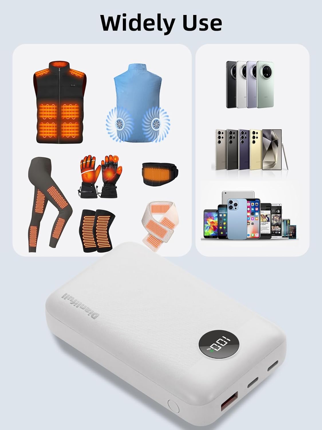 Mini 5V 2A/3A Lightweight 20000Mah Battery Pack for Heated Vest,Fast Charging Power Bank PD20W,Portable Charger for Heated Jacket,Heated Seat,Heated Blanket and Heated Clothing. - Image 4