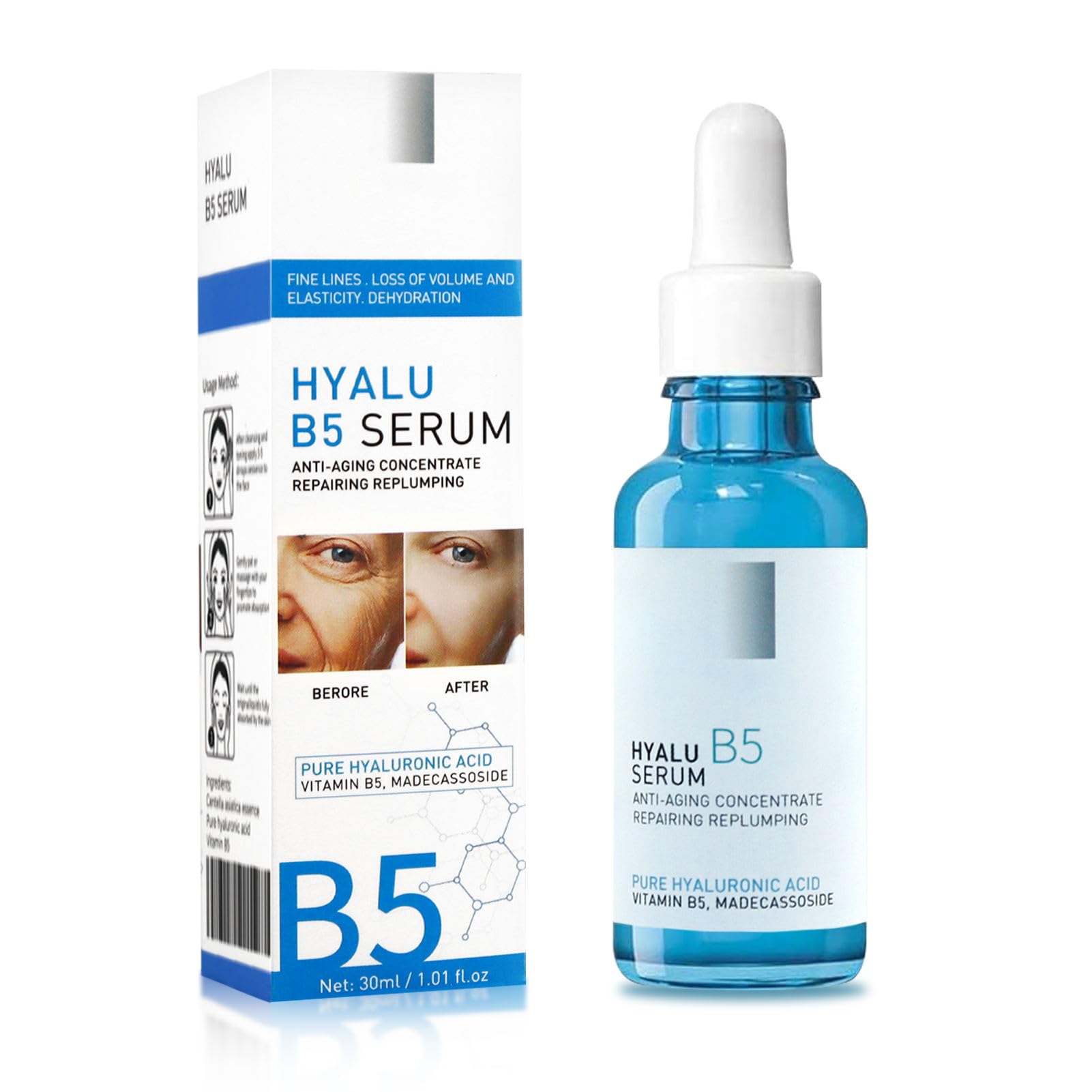 Sérum facial reafirmante B5 anti arrugas,B5 suero de elevación facial, suero facial concentrado antiarrugas,Suero Facial de ácido Hialurónico, Estiramiento Facial Instantáneo