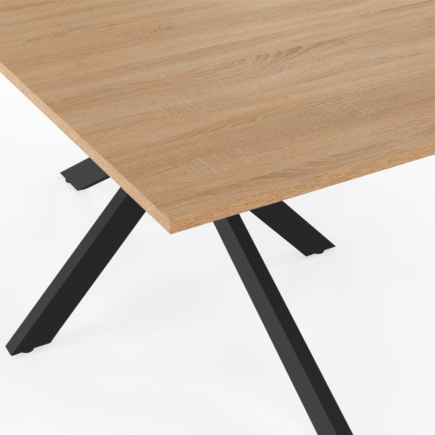 IDMarket - Rechteckiger Esstisch ALIX 8 Personen Spinnenfuß Holz und Schwarz 160 cm