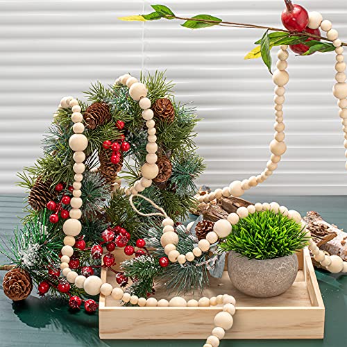 Boao-10-Feet-Christmas-Wooden-Beaded-Garland-Rustic-Farmhouse-Bead-Wall-Hanging-Decor-Natural-Tree-Garland-Wall-Hanging-Prayer-Beads-for-Christmas-Day-Beige Boao 10 Feet Christmas Wooden Beaded Garland Rustic Farmhouse Bead Wall Hanging Decor Natural Tree Garland Wall Hanging Prayer Beads for Christmas Day Beige
