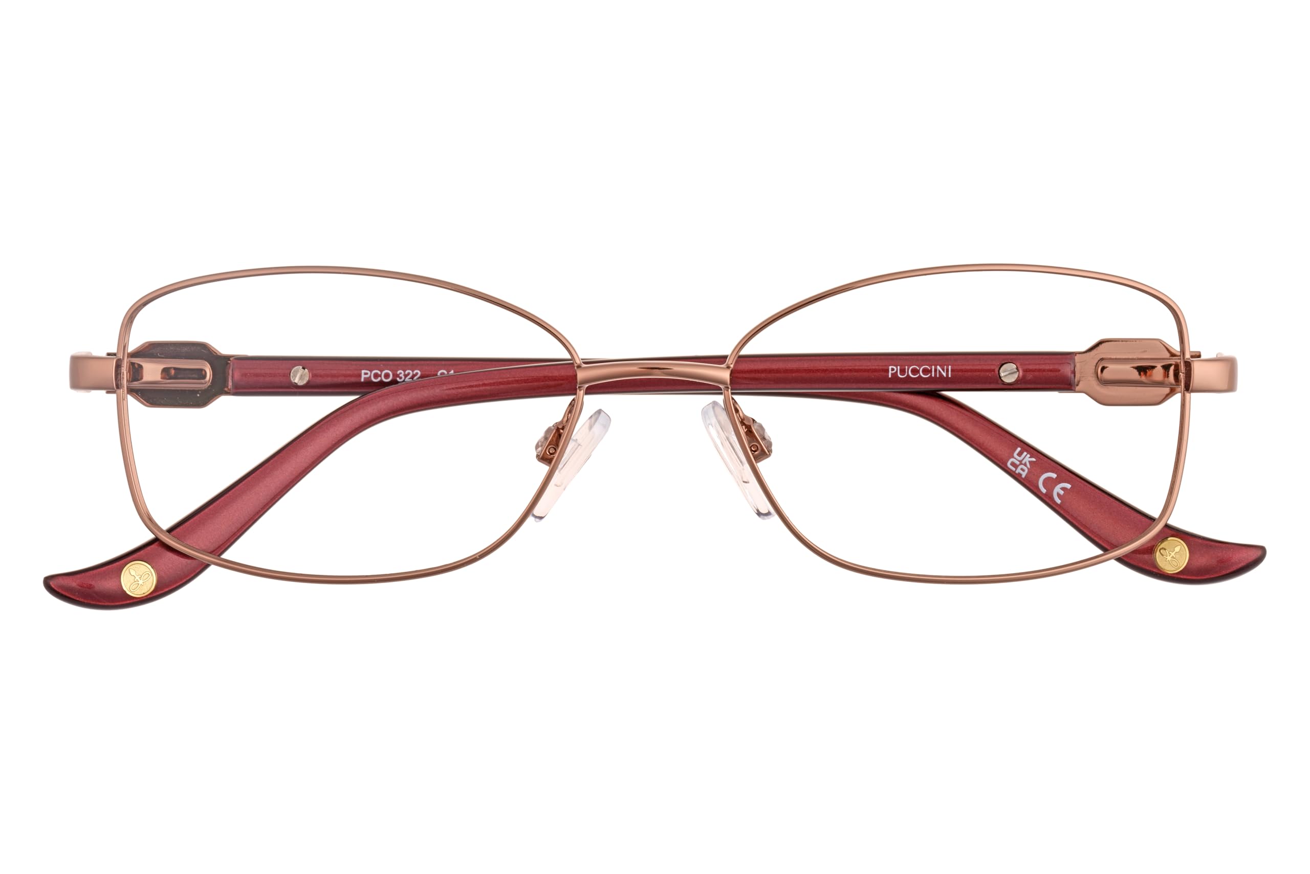 Puccini Brille mit Sehstärke für Damen optional mit Sonnenbrillentönung oder Blaulichtfilter, Oval, gefertigt aus Metall (inklusive Brillenetui)