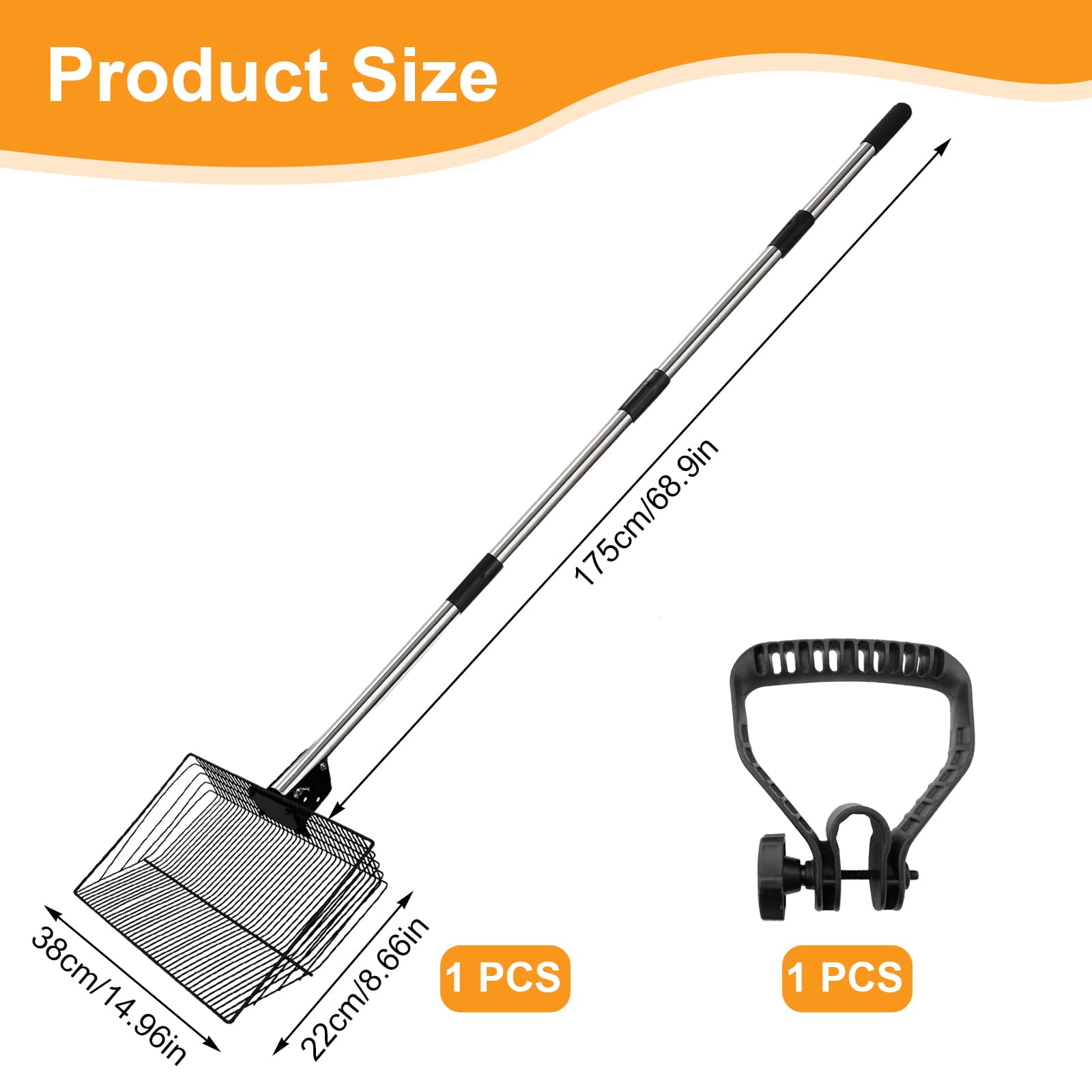 30 cm łopata do odchodów kura, akcesoria do kurnika 5-w-1 regulowana wysuwana łopata do czyszczenia kur Chicken Poop Scooper do kurnika, separacja odchodów i gruzu od piasku
