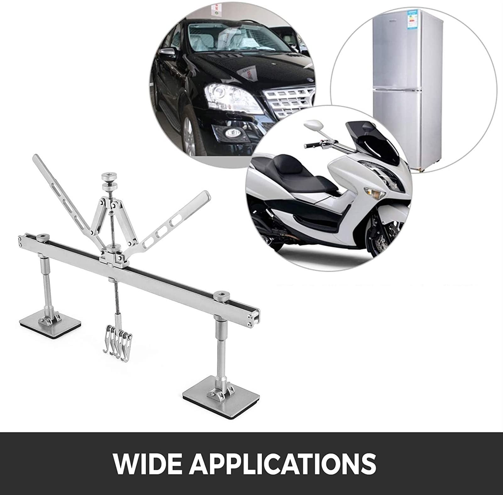 Auto Dent Puller Kit, Body Damage Removal Tool with Straightening Bar, Wavy Wire, Suction Cups for Auto Repair