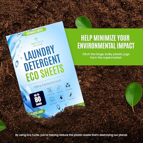 Image of Eco-Friendly 80 Loads Ultra Concentrated Laundry Detergent Sheets | Travel Friendly Stain-Fighting Enzymes & Plant Powered, Washer Sheets Space Saving for Hot /Cold Cycles, Tackles Tough Stains
