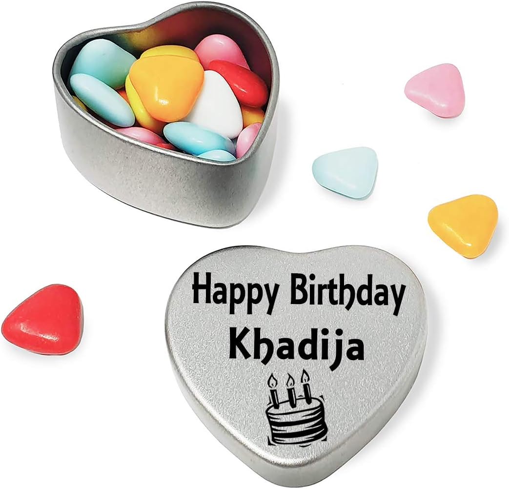 Joyeux Anniversaire Khadija Mini Cœur Boite Cadeau Pour Khadija Avec Chocolats Cœur Argente Contenant Dans La Paume De Votre Main Cadeau D Anniversaire Ideal Pour Afficher Une Personne Vous Etes Plus Loin D Eux Joyeux Anniversaire Khadija Mini Cœur Boite Cadeau Pour Khadija Avec Chocolats Cœur Argente Contenant Dans La Paume De Votre Main Cadeau D Anniversaire Ideal Pour Afficher Une Personne Vous Etes Plus Loin D Eux