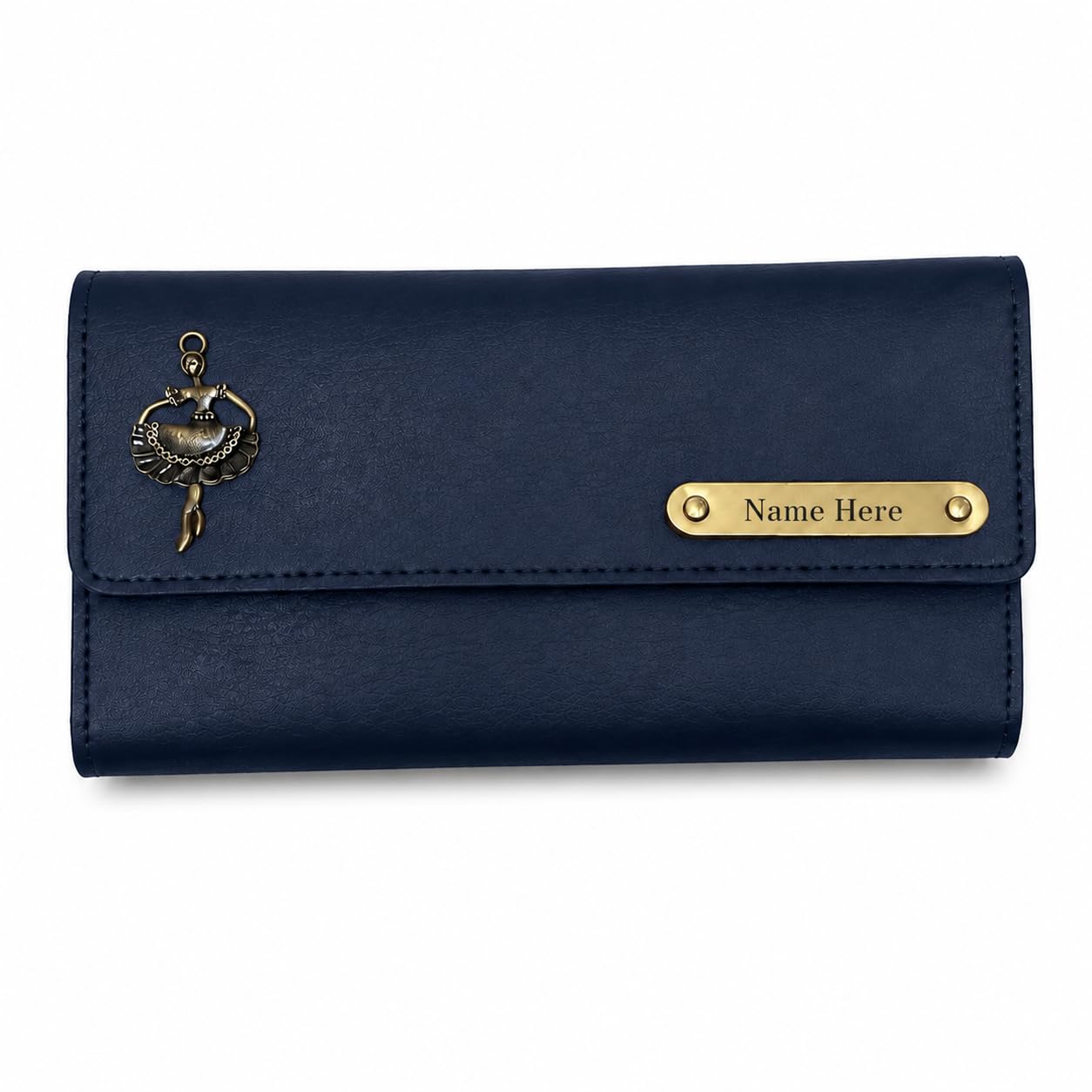Personalized Women Clutch Wallet Premium Leather Long Purse with Custom Name Engraved Plate Multiple Card Slots Cash Pocket Zip Compartment Magnetic Closure Stylish Gift for Women Girls (Blue)-image-39