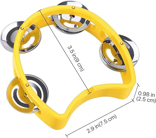 Miniatura 3 de Flexzion Pandereta de medio círculo para niños y adultos, instrumento de percusión de mano, mini panderetas de plástico, media luna, instrumentos