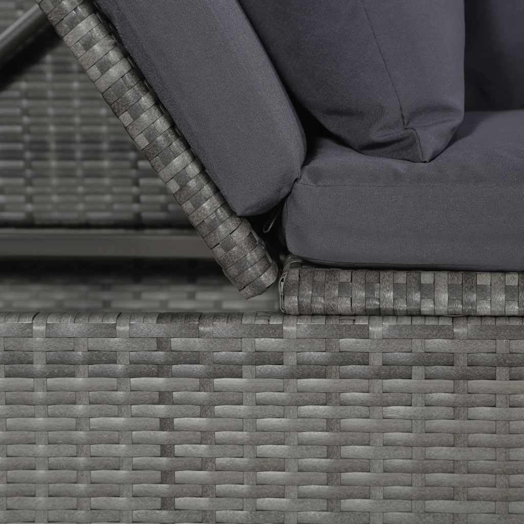 vidaXL Garten-Sofabett mit Kissen Gartensofa Gartenmöbel Gartenliege Loungebett Sofa Garten Schlafsofa Sofa Poly Rattan 200x60cm Grau