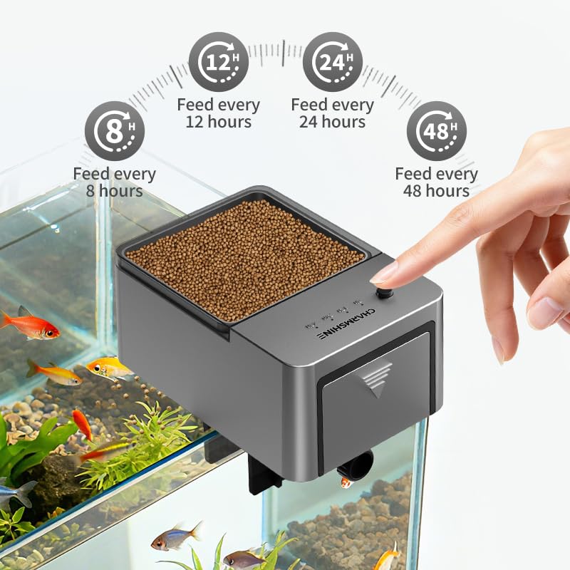 100ml Automatic Feeder for Aquarium Vacation Timer for Fish Tank Food Adjustable Auto Fish Feeder Dispenser for Pellets Strips 8/12/24/48H Timer Battery Operated(Not Included) - image 4