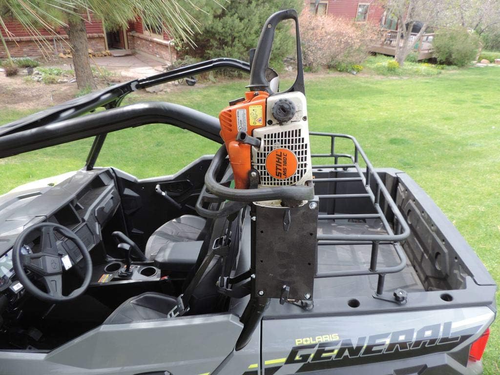 UTV Profile Tube Chainsaw Mount –RCM-3012-PF Fits 2018-2026 Polaris Ranger, General, Can-Am Defender, Maverick Trail, & CF Moto – Machined HDPE Scabbard – Made in USA