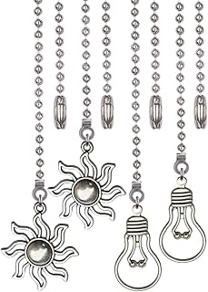 4 Pack Ceiling Fan Pull Chain, 12 Inch Pull Chains Extension Ornaments (Fan and Bulb Pattern)