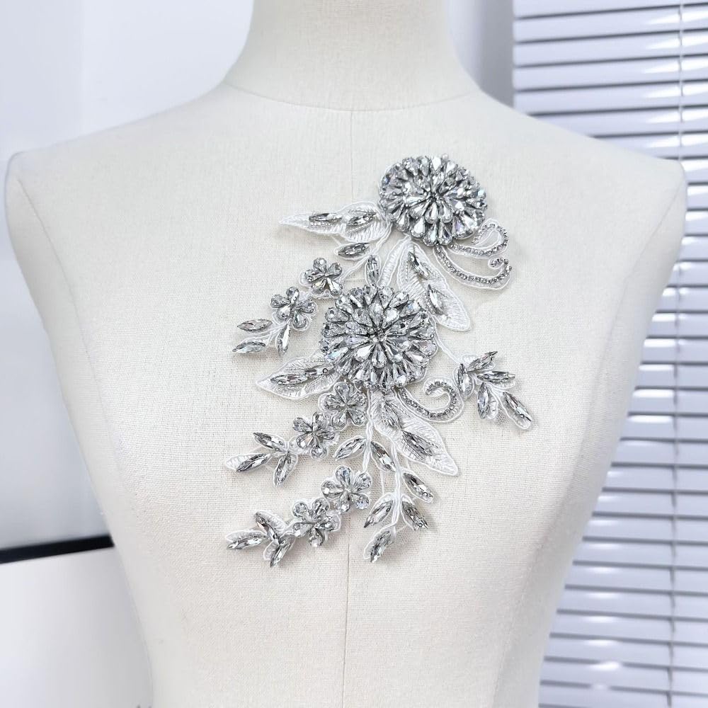Toppe di strass in vetro di lusso per abbigliamento Elegante perline fai da te Cuci su parches appliques decorazione della cintura dell'abo da sposa  15