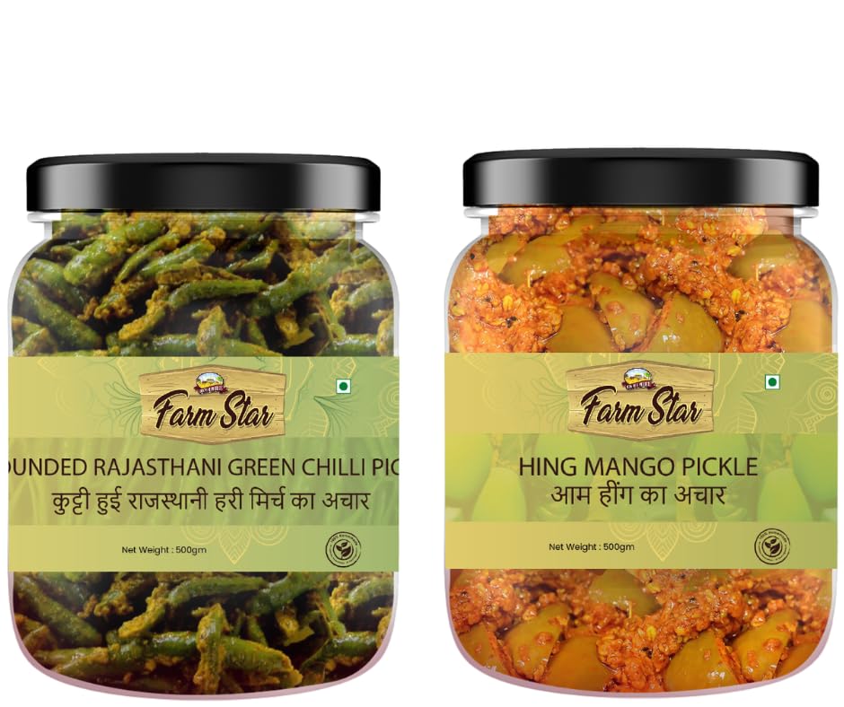 1 Kg- Combo Pack of Pounded Rajasthani Green Chilli and Hing Mango Pickle (500 gm + 500gm) (B0CMX9S3VM) Amazon Price History, Amazon Price Tracker