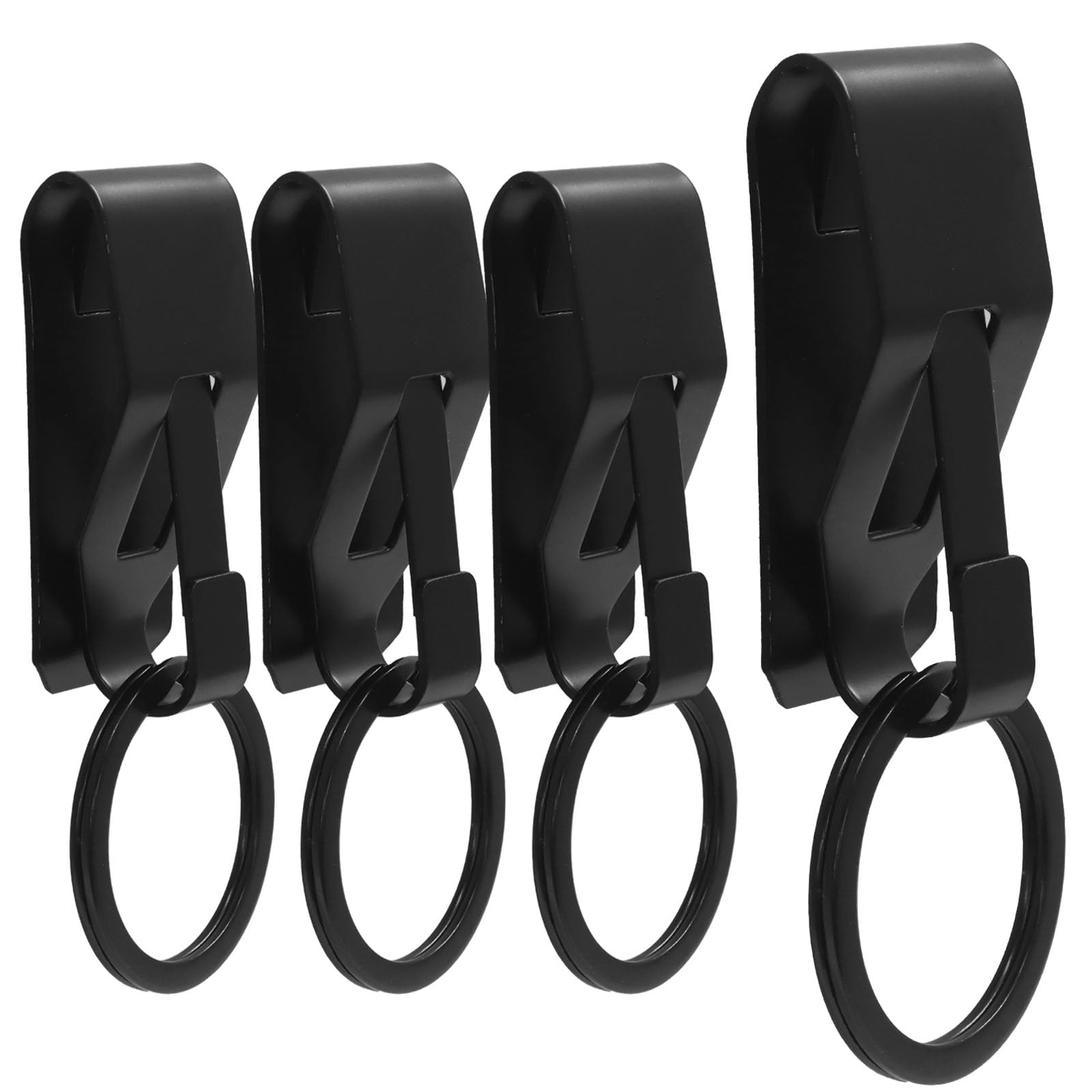 4 clips negros para llaves de cinturón, llavero de seguridad de metal, llavero de clip para coche, hogar, oficina, hombres y mujeres
