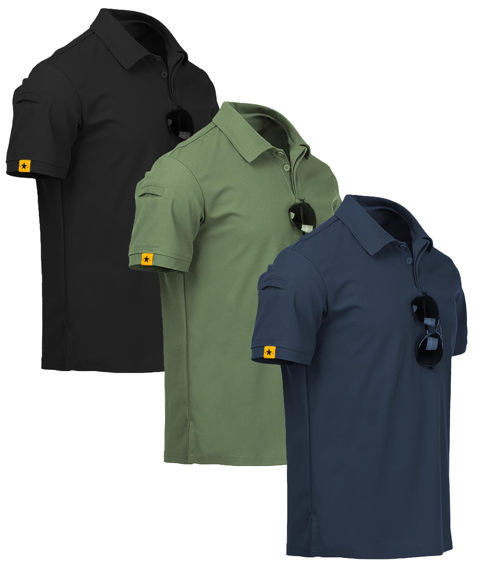 ZITY 3 Pack Polo Uomo Manica Corta Tshirt Traspirante ad Asciugatura Rapida Uomo Polo Estiva Camicia Sportiva Casual Camicia da Golf Regular Fit