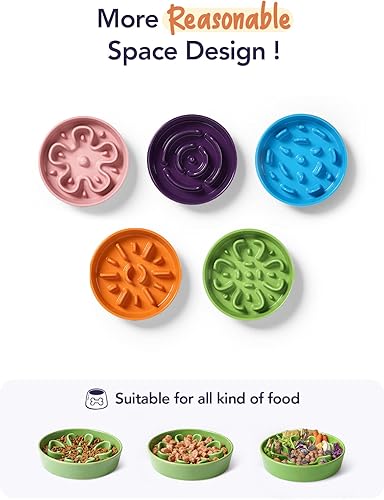 Vista 31 de LE TAUCI Cuencos de cerámica para perros de alimentación lenta, 3 tazas de alimentación lenta, tazón para perros de raza mediana y grande, cuenco