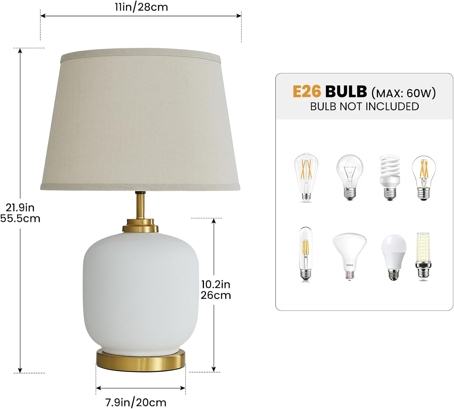 Similar to photo)Farmhouse Ceramic Table Lamp: 23\" Home Rustic Boho Ivory Pot Nightstand Lamps for Bedroom Living Room Night Stands Dining Office with White Tapered Drum Shade Table lamp4