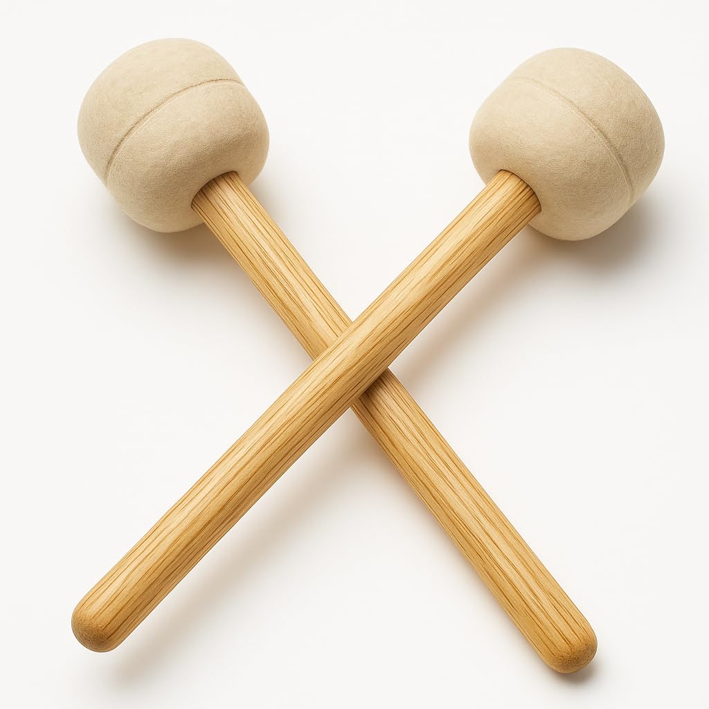 2 Pcs Drum Mallet 13.39 Inches Length, Wool Felt Drum Stick, Anti-slip Bass Percussion Sticks, Instrument Band Accessory Part for Drums Snare Drums, Beige