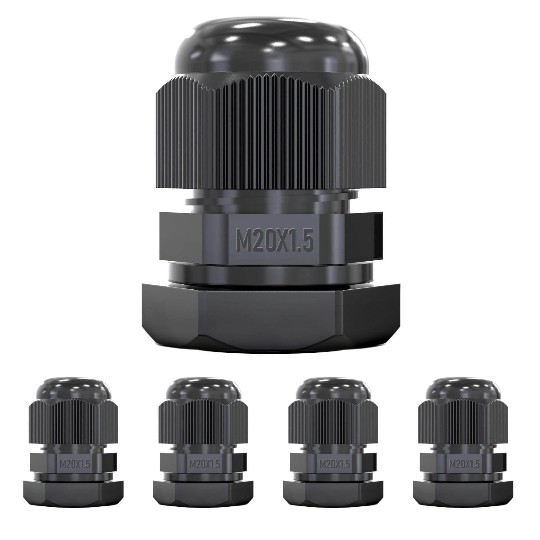 MGI SpeedWare 5-Pack M20 Strain Relief Nylon Cord Grip Cable Glands, Black Plastic Grommet