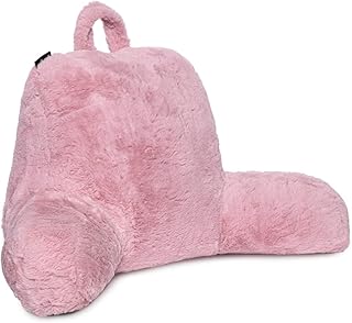 Milliard Reading Pillow with Shredded Memory Foam, Back Rest Pillow for Sitting in Bed with Faux Fur Removable Cover –18x15 inches (Pink)