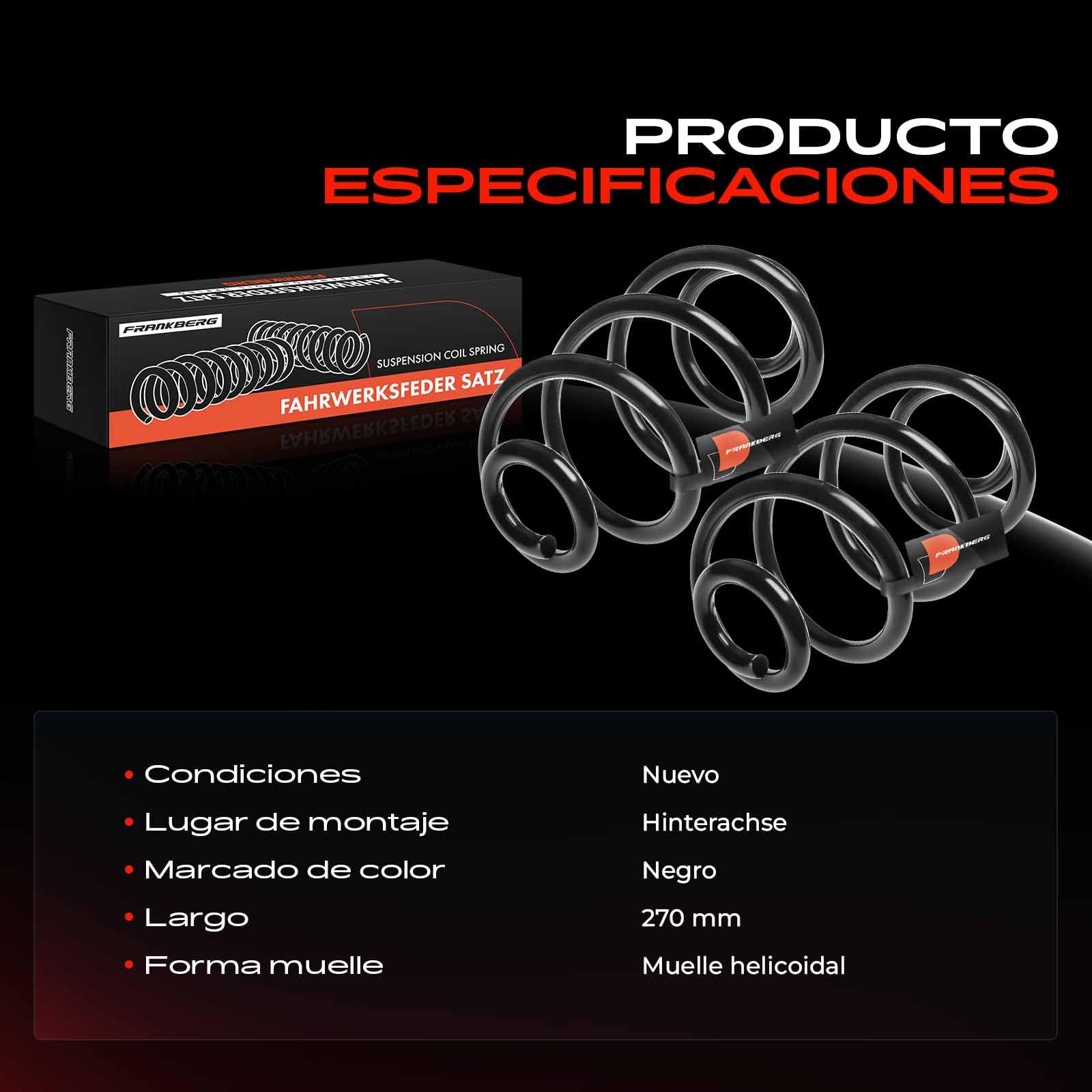 Frankberg 2x Muelles de chasis Muelles de suspensión Compatible con Clio III BR0/1 CR0/1 Clio III Grandtour KR0/1 Modus/Grand Modus F/JP0 Replace# 8200341248