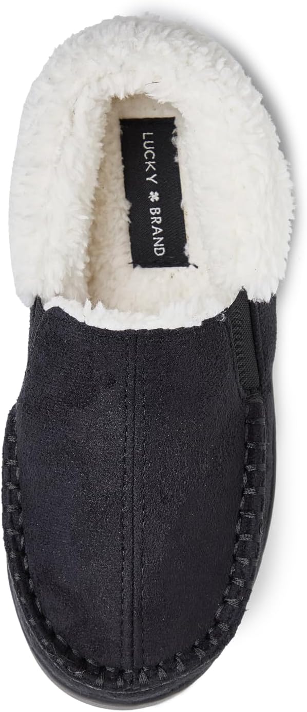 Lucky Brand Boys Micro Suede Sherpa Clog Slippers Cozy Plush Lined Indoor Outdoor Slip On House Shoes Comfortable Kids Clogs