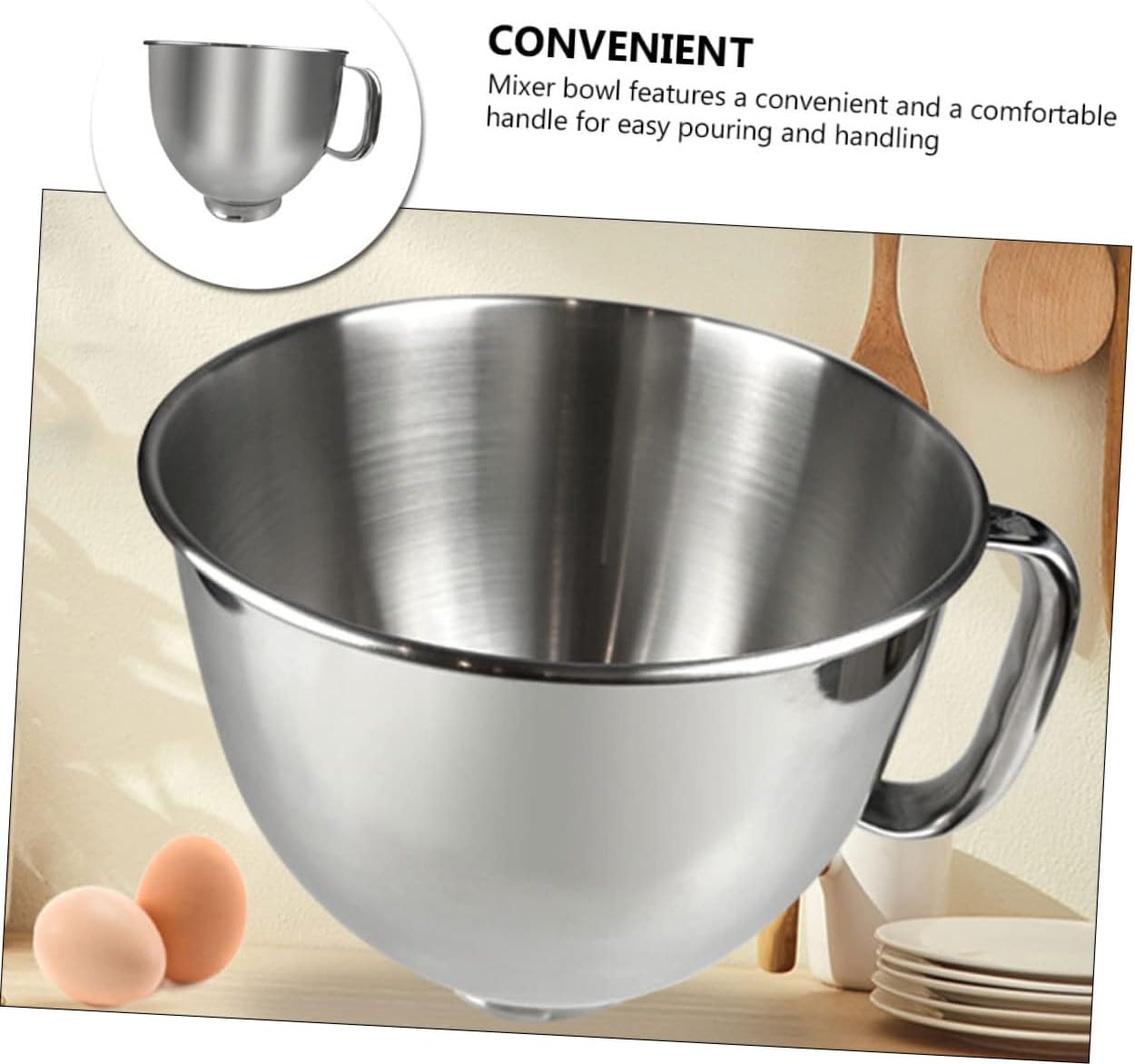Stainless Steel Mixing Bowl for Mixers Steel Replacement Parts Efficient Mixing Bowl for Batters Sauces Dough and Light Desserts