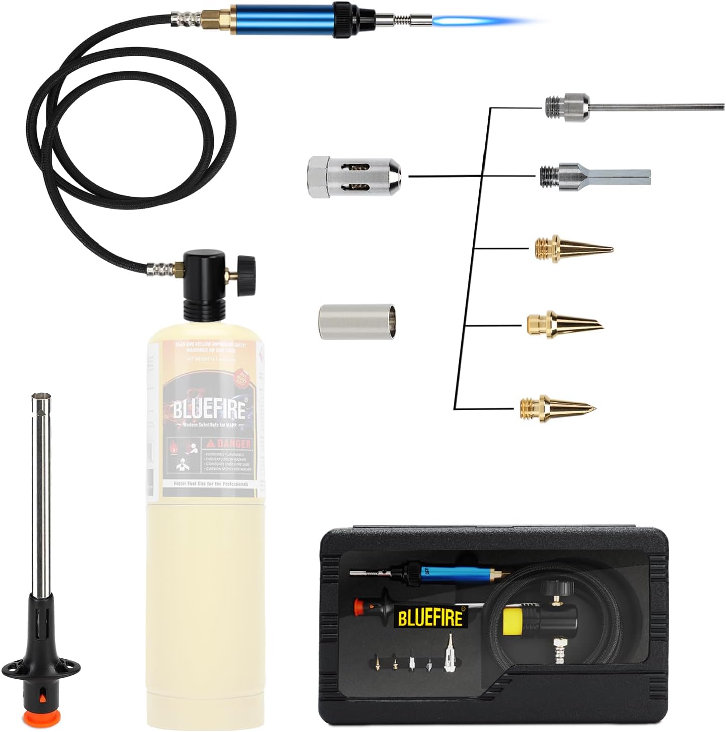 3' Hose MAP/MAPP Gas Soldering Mini Pen Torch Kit Multi-Function Propane Torch with Free Flint Lighter Hotter Jewelry Torch Portable Brazing Welding Torch Kit by MAP Pro Propane Cylinder