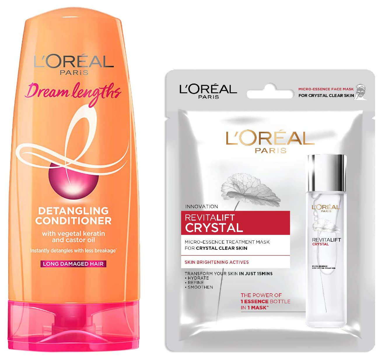 L'Oreal Paris Dream Lengths Conditioner, 192.5 ml & L'Oreal Paris Revitalift Crystal Micro-Essence Sheet Mask (25g, 25 g)-image-4
