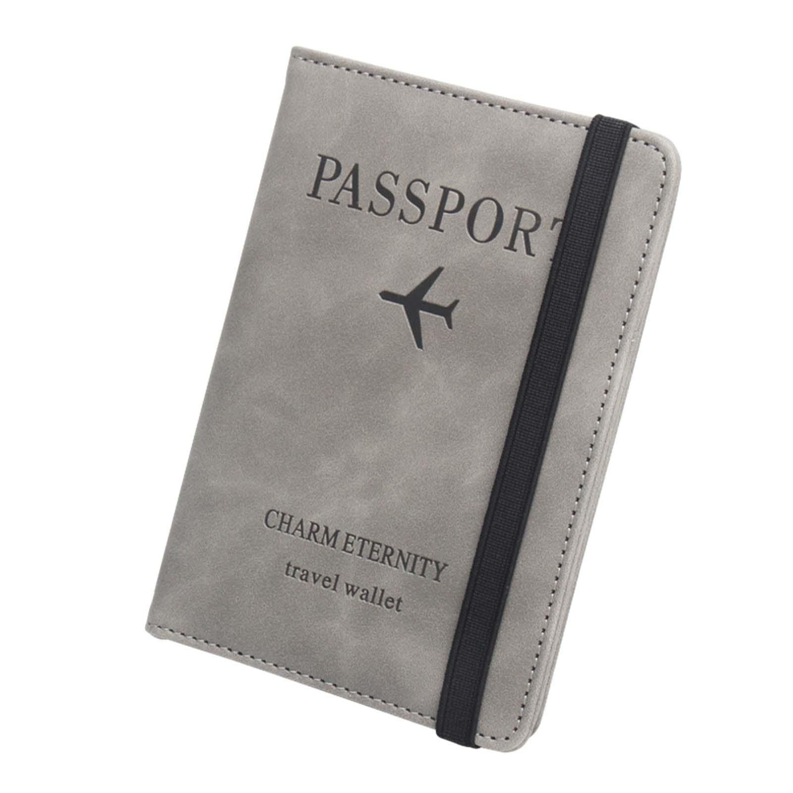 Passport Holder RFID Blocking Travel Wallet for Traveling Business Men Women Gray-image-47