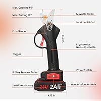Vista 2 de Anbull Tijeras de podar eléctricas, tijeras de podar eléctricas profesionales inalámbricas con 2 piezas de reserva recargable de litio de 2 Ah